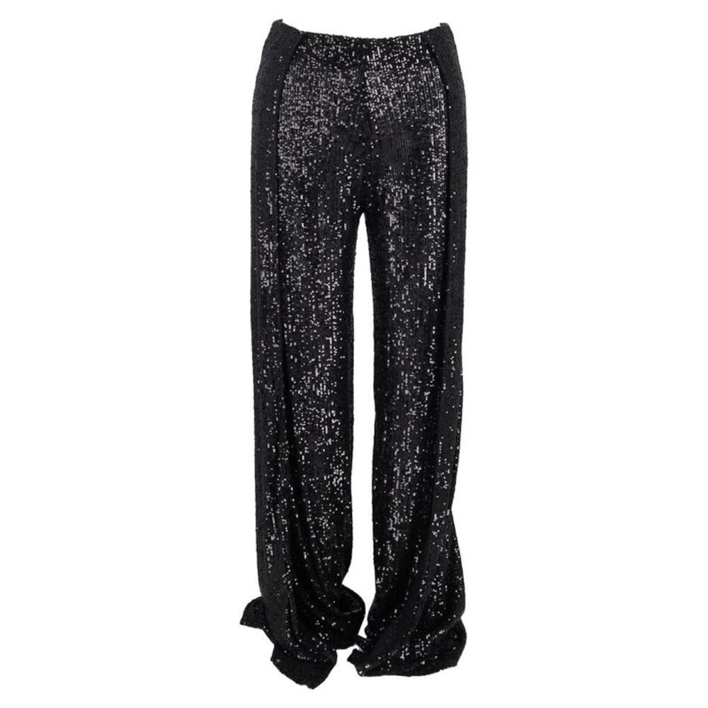 Tom Ford Sequinned Wide-leg Trousers In Black Polyester